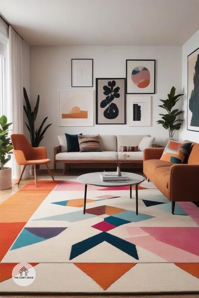 Choose a Bold Geometric Rug as the Focal Point