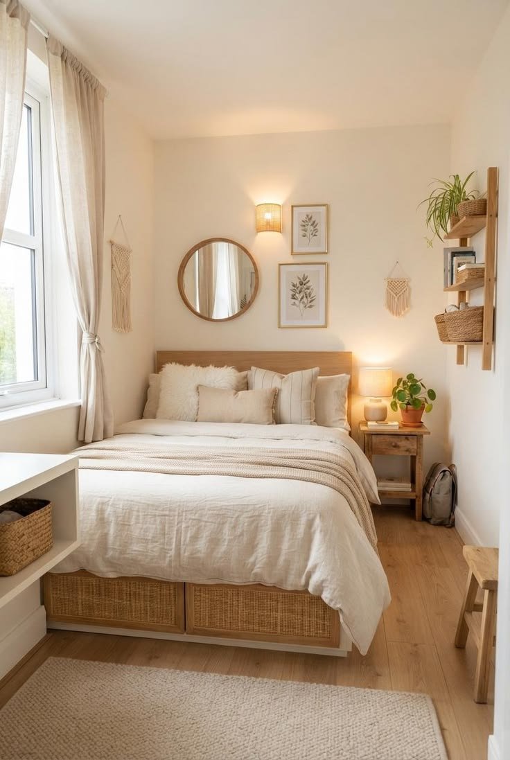 Hang a Round Mirror to Break Up Straight Lines