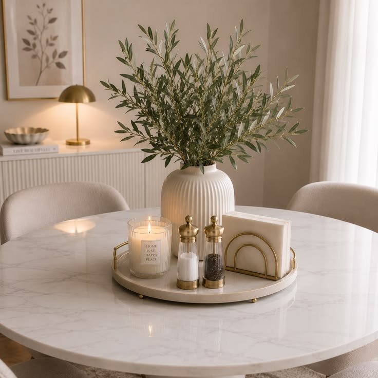 A Centerpiece That Uses the Table’s Natural Material