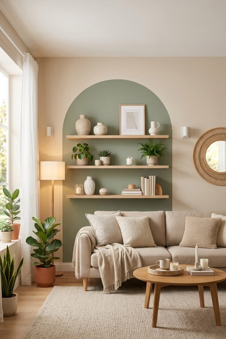 Paint an Arch or Color Block Behind the Sofa