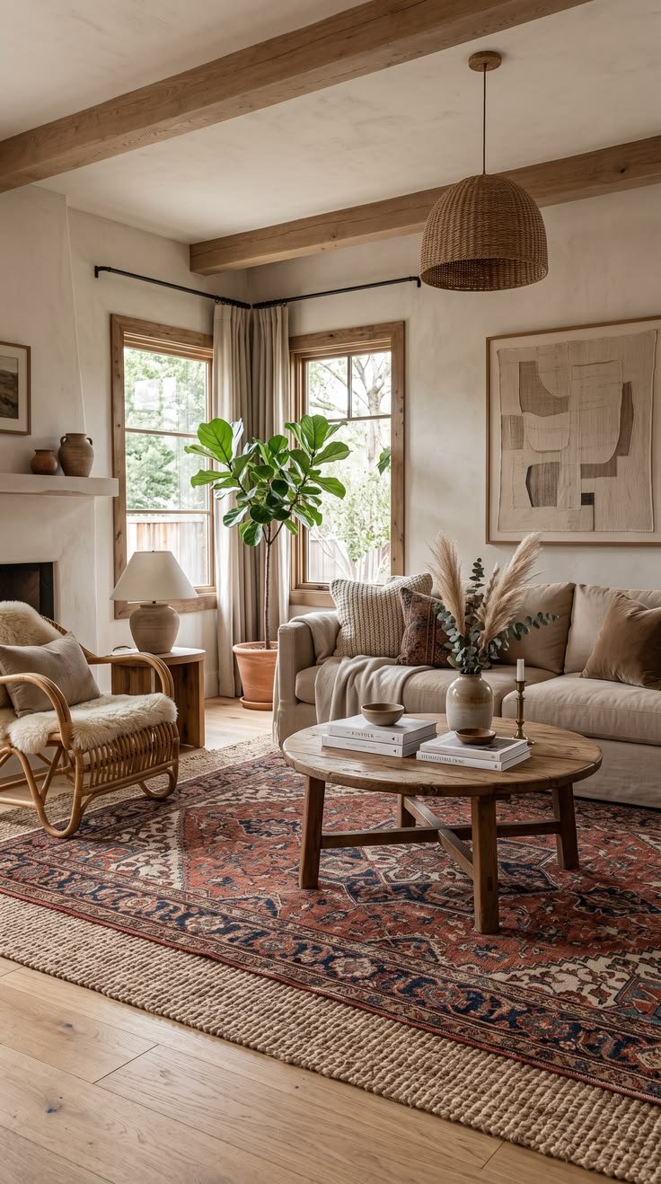 Layer a Patterned Rug Over a Jute Rug