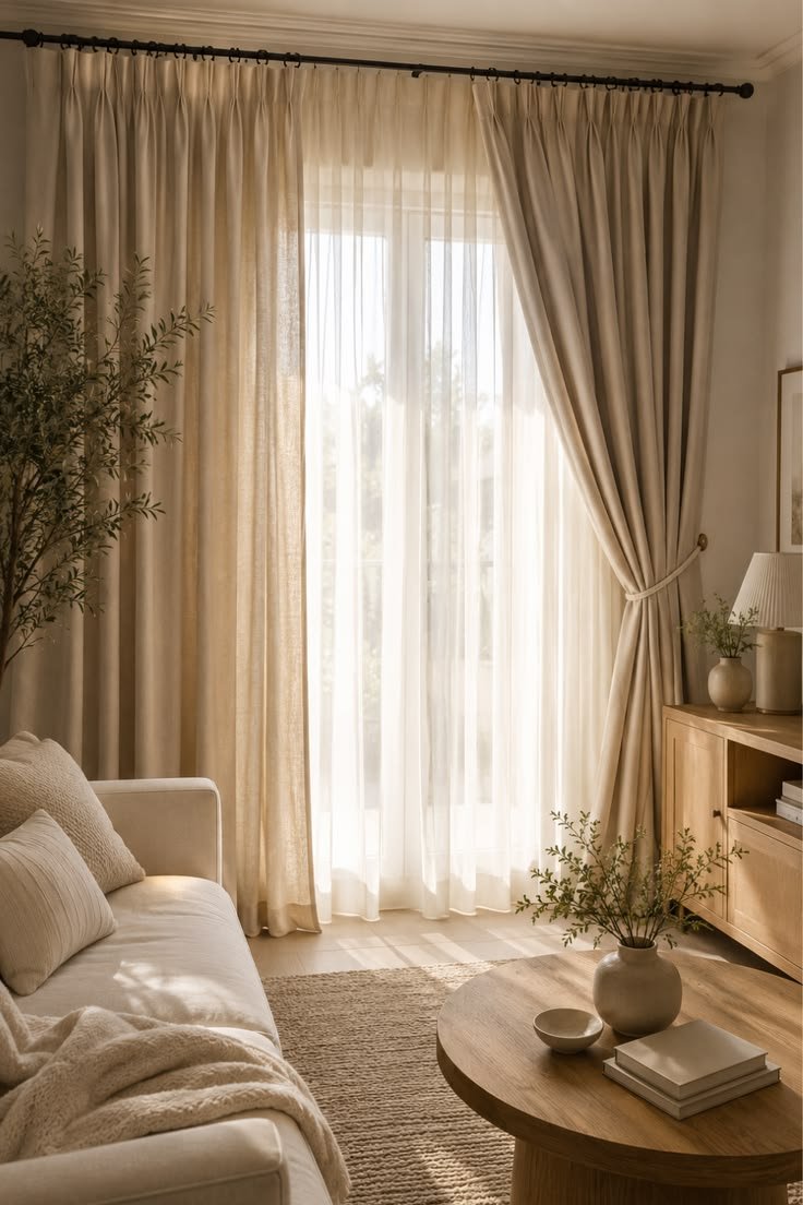 Match Curtain Color to the Walls for a Calmer Room