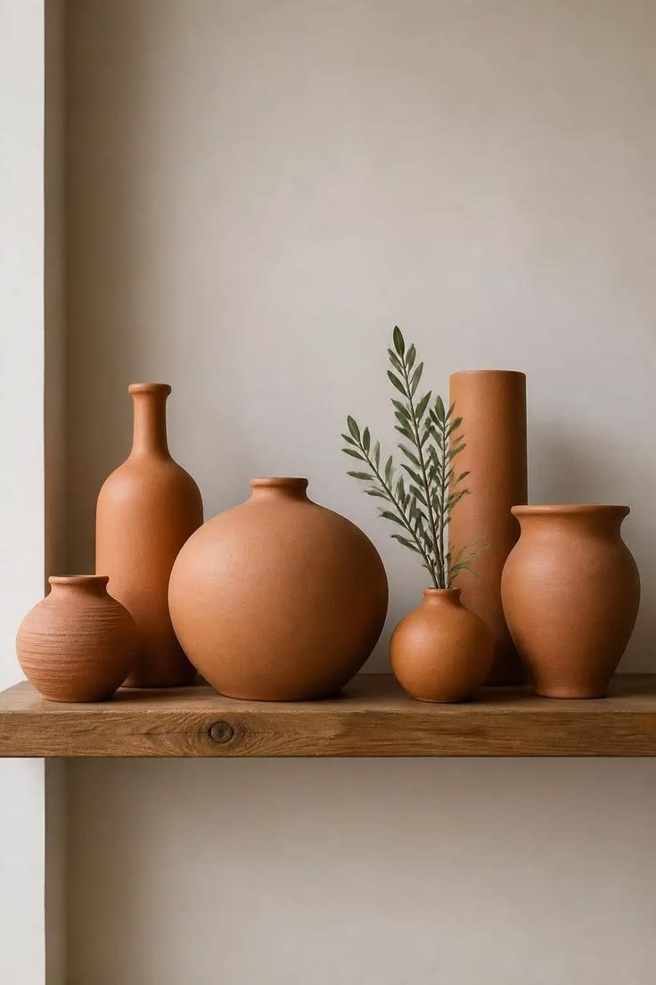 Textured Stoneware and Terracotta Vases